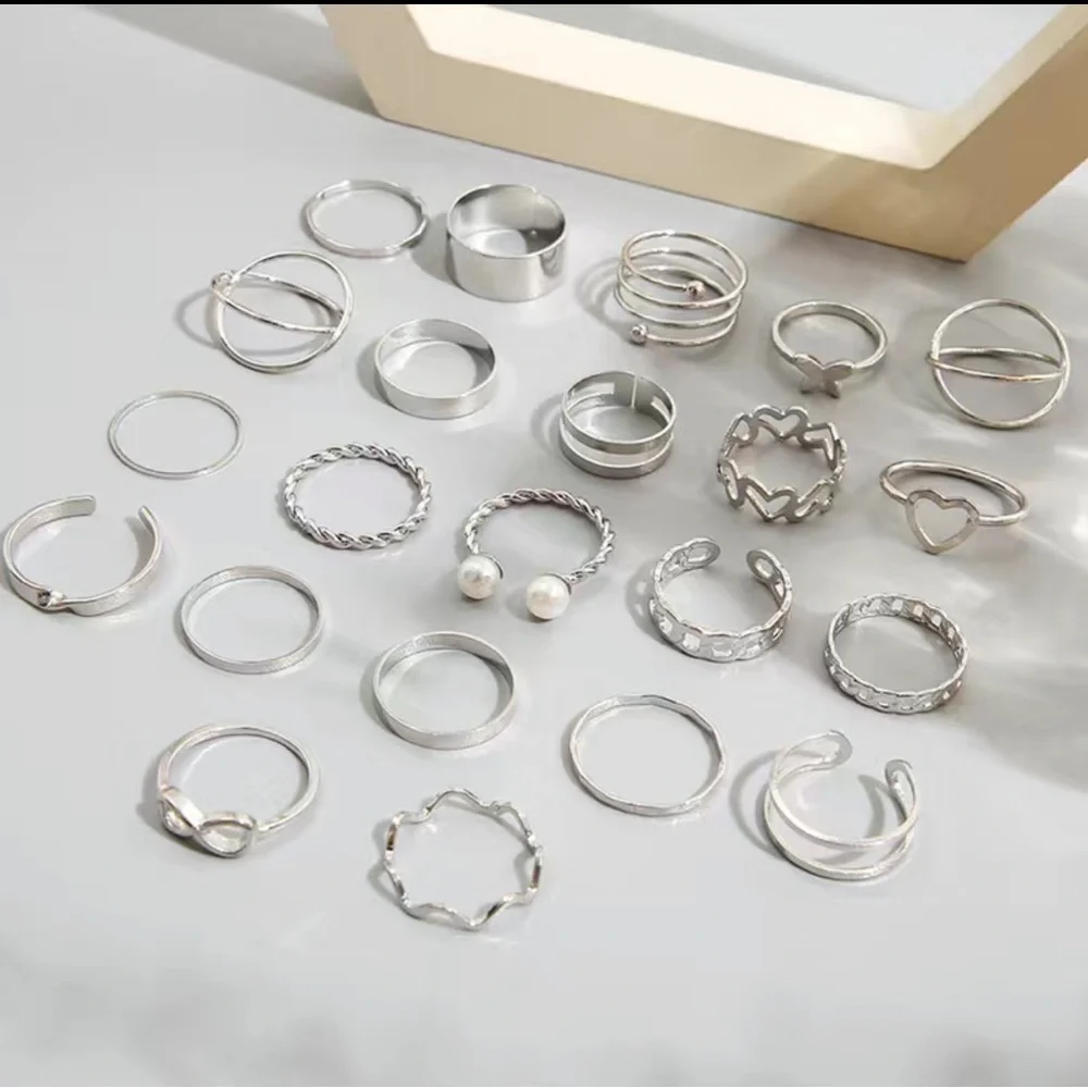 Silver Butterfly Love Minimalist Ring Set 22pc